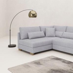 Ecksofa MR. COUCH L-Form, grau, B:227cm H:68cm T:190cm, Stripes (92% Polyester / 8% Nylon), Sofas, Mit Federkern, wahlweise mit Bett und Taschenfederkern, Topseller