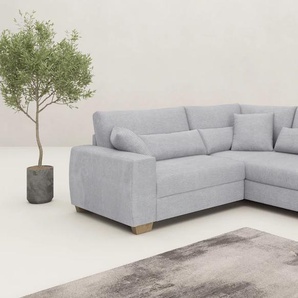 Ecksofa MR. COUCH L-Form, grau, B:227cm H:68cm T:190cm, Stripes (92% Polyester / 8% Nylon), Sofas, Mit Federkern, wahlweise mit Bett und Taschenfederkern, Topseller
