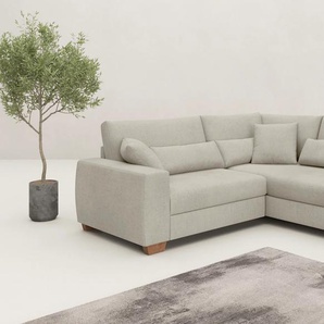 Ecksofa MR. COUCH L-Form, grau (taupe), B:227cm H:68cm T:190cm, Novaclean Avanti (100% Polyester), Sofas, Mit Federkern, wahlweise mit Bett und Taschenfederkern, Topseller