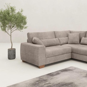 Ecksofa MR. COUCH L-Form, grau (taupe), B:227cm H:68cm T:190cm, Novaclean Avanti (100% Polyester), Sofas, Mit Federkern, wahlweise mit Bett und Taschenfederkern, Topseller