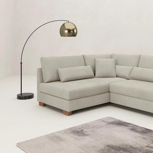 Ecksofa MR. COUCH L-Form, grau (taupe), B:227cm H:68cm T:190cm, Novaclean Avanti (100% Polyester), Sofas, Mit Federkern, wahlweise mit Bett und Taschenfederkern, Topseller