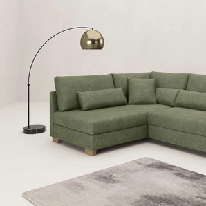 Ecksofa MR. COUCH L-Form, grün, B:227cm H:68cm T:190cm, Novaclean Avanti (100% Polyester), Sofas, Mit Federkern, wahlweise mit Bett und Taschenfederkern, Topseller