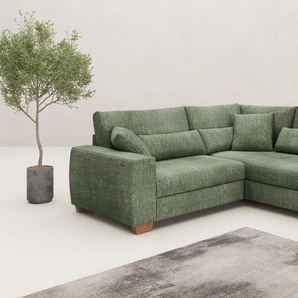 Ecksofa MR. COUCH L-Form, grün, B:227cm H:68cm T:190cm, Novaclean Avanti (100% Polyester), Sofas, Mit Federkern, wahlweise mit Bett und Taschenfederkern, Topseller