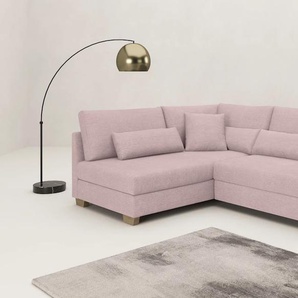 Ecksofa MR. COUCH L-Form, rosa (flamingo), B:227cm H:68cm T:190cm, Novaclean Avanti (100% Polyester), Sofas, Mit Federkern, wahlweise mit Bett und Taschenfederkern, Topseller