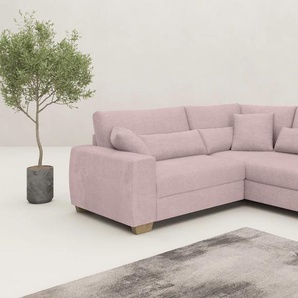 Ecksofa MR. COUCH L-Form, rosa (flamingo), B:227cm H:68cm T:190cm, Stripes (92% Polyester / 8% Nylon), Sofas, Mit Federkern, wahlweise mit Bett und Taschenfederkern, Topseller
