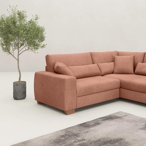 Ecksofa MR. COUCH L-Form, rot (ginger), B:227cm H:68cm T:190cm, Novaclean Avanti (100% Polyester), Sofas, Mit Federkern, wahlweise mit Bett und Taschenfederkern, Topseller