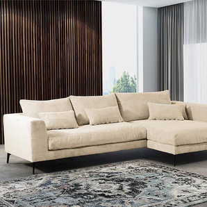 Ecksofa NORLICK Beige Cordstoff Lola 313 x 85 x 172cm Longchair davorstehend rechts Modern