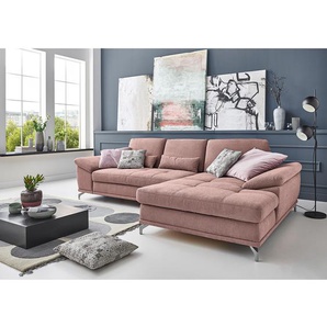 Ecksofa Odenas Pink Webstoff Palila 312 x 89 x 176cm Longchair davorstehend rechts ohne Schlaffunktion Modern