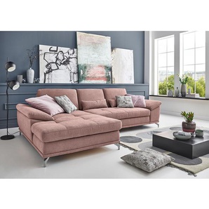 Ecksofa Odenas Pink Webstoff Palila 312 x 89 x 176cm Longchair davorstehend links ohne Schlaffunktion Modern