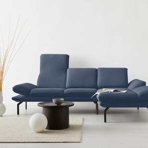 Ecksofa OTTO PRODUCTS Bennid Sofas Gr. B/H/T: 274 cm x 83 cm x 170 cm, Struktur (recyceltes Polyester), langer Schenkel links, Mit Arm- und Rückenfunktion, blau Ecksofas