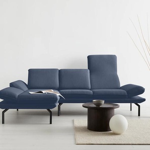 Ecksofa OTTO PRODUCTS Bennid Sofas Gr. B/H/T: 274 cm x 83 cm x 170 cm, Struktur (recyceltes Polyester), langer Schenkel rechts, Mit Arm- und Rückenfunktion, blau Ecksofas