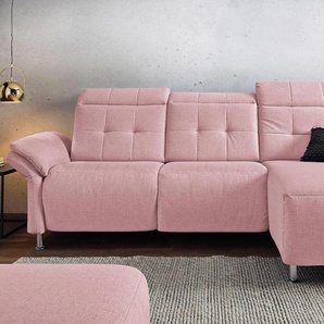 Ecksofa PLACES OF STYLE Manhattan L-Form Sofas Gr. B/H/T: 270 cm x 102 cm x 168 cm, Struktur, Recamiere rechts, rosa (altrosa) Ecksofas 2 Sitze mit elektrischer Relaxfunktion, verstellbare Armlehnen