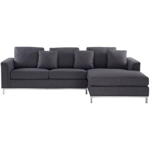 Ecksofa Grau Polsterbezug L-Förmig Linksseitig Modern Zierkissen Wohnzimmer