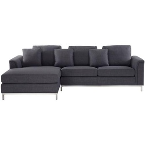 Ecksofa Grau Polsterbezug L-Förmig Rechtsseitig Modern Zierkissen Wohnzimmer
