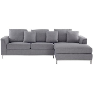 Ecksofa Hellgrau Polsterbezug L-Förmig Linksseitig Modern Zierkissen Wohnzimmer