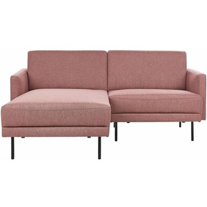 Ecksofa Rosa Stoff Rechtsseitig 2-Sitzer Sofa mit Schwarzen Metallfüßen Glamour Modern Wohnzimmer Büro Arbeitszimmer Wohnküche Esszimmer