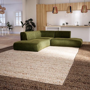 Ecksofa Samt Olivgrün - Flexible Designer-Polsterecke, L-Form: Beste Qualität, einzigartiges Design - 241 x 72 x 241 cm, konfigurierbar
