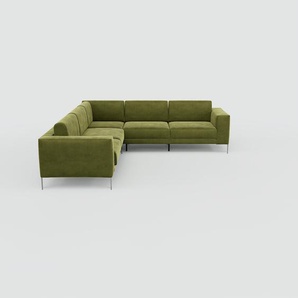 Ecksofa Samt Olivgrün - Flexible Designer-Polsterecke, L-Form: Beste Qualität, einzigartiges Design - 278 x 81 x 278 cm, konfigurierbar