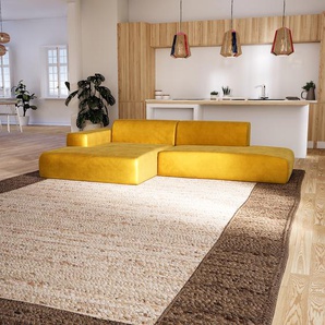 Ecksofa Samt Rapsgelb - Flexible Designer-Polsterecke, L-Form: Beste Qualität, einzigartiges Design - 296 x 72 x 168 cm, konfigurierbar