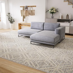 Ecksofa Samt Sandgrau - Flexible Designer-Polsterecke, L-Form: Beste Qualität, einzigartiges Design - 224 x 75 x 162 cm, konfigurierbar