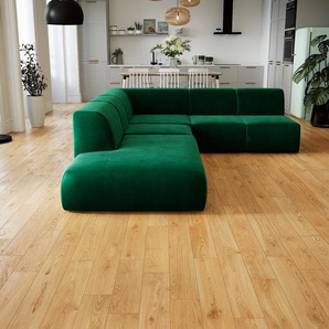 Ecksofa Samt Waldgrün - Flexible Designer-Polsterecke, L-Form: Beste Qualität, einzigartiges Design - 227 x 72 x 301 cm, konfigurierbar