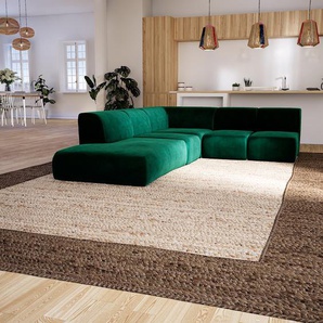 Ecksofa Samt Waldgrün - Flexible Designer-Polsterecke, L-Form: Beste Qualität, einzigartiges Design - 227 x 72 x 301 cm, konfigurierbar