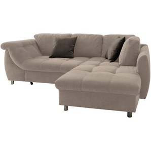 Ecksofa Schlafcouch L-Garnitur ausziehbar Ottomane rechts Mikrofaser Hellbraun / 17011