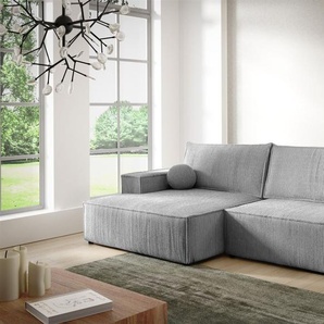 Ecksofa Schlafsofa CORUNIA XS Stoff Poso Graublau Ottomane Links