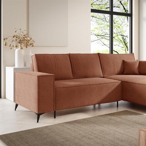 Ecksofa Schlafsofa FIORE Stoff ARAGON Altrosa Ottomane Rechts