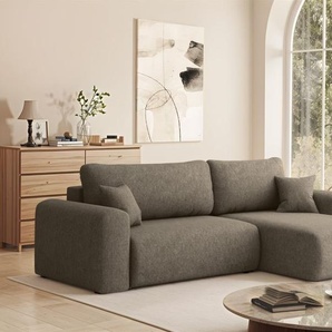 Ecksofa Schlafsofa FLORA Stoff Verita Braun Ottomane Rechts