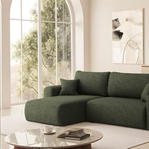 Ecksofa Schlafsofa FLORA Stoff Verita Dunkelgrün Ottomane Links