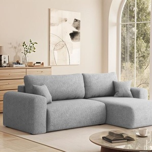 Ecksofa Schlafsofa FLORA Stoff Verita Hellgrau Ottomane Rechts