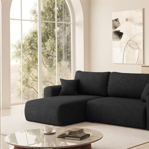 Ecksofa Schlafsofa FLORA Stoff Verita Schwarz Ottomane Links