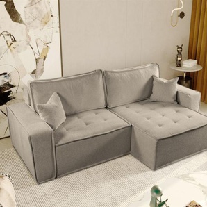 Ecksofa Schlafsofa FLOSI Stoff Raven Taupe Ottomane Rechts