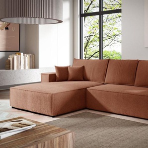 Ecksofa Schlafsofa LEVIO Stoff ARAGON Altrosa Ottomane Links