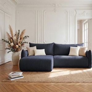 Ecksofa Schlafsofa MAILAND in Stoff Tilia Dunkelblau Ottomane Links