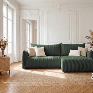 Ecksofa Schlafsofa MAILAND in Stoff Tilia Grün Ottomane Rechts