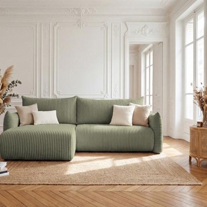 Ecksofa Schlafsofa MAILAND in Stoff Tilia Olivgrün Ottomane Links
