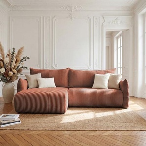 Ecksofa Schlafsofa MAILAND in Stoff Tilia Rostbraun Ottomane Links