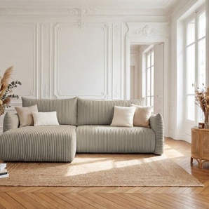 Ecksofa Schlafsofa MAILAND in Stoff Tilia Taupe Ottomane Links