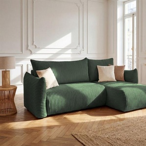 Ecksofa Schlafsofa MAILAND XS in Stoff Tilia Grün Ottomane Rechts