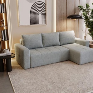 Ecksofa Schlafsofa NOHA in Stoff Now or Never Grau Ottomane Rechts