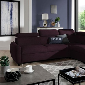 Ecksofa Schlafsofa Sofa ANTON in Stoff Esito Violett Ottomane Rechts