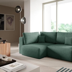 Ecksofa Schlafsofa Sofa ARONA in Stoff Centaur Meeresgrün Ottomane Links