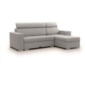 Ecksofa Schlafsofa Sofa CANTON in Stoff Liverpool Grau Ottomane Rechts