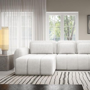 Ecksofa Schlafsofa Sofa CARIA in Stoff Quelle Weiss Ottomane Links