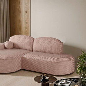 Ecksofa Schlafsofa Sofa GIRONA Stoff Poso Rosa Ottomane Links
