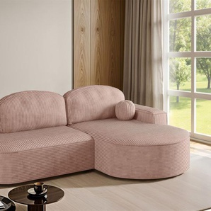 Ecksofa Schlafsofa Sofa GIRONA Stoff Poso Rosa Ottomane Rechts