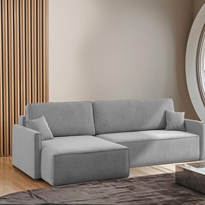 Ecksofa Schlafsofa Sofa LOUIS Stoff Salvador Grau Ottomane Links