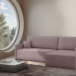Ecksofa Schlafsofa Sofa LOUIS Stoff Scala Lavendel Ottomane Rechts